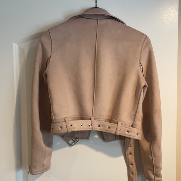Faux-Suede Pink Moto Jacket - Picture 2 of 3